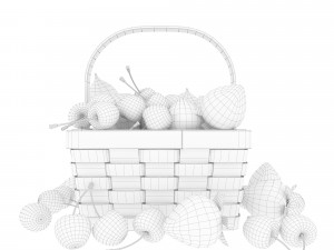 Basket with cherries and strawberries 3D Model
