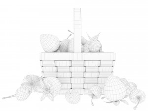 Basket with cherries and strawberries 3D Model