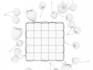 Basket with cherries and strawberries 3D Model