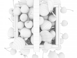 Basket with cherries and strawberries 3D Model