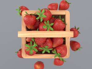 Basket with strawberries 3D Model