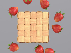 Basket with strawberries 3D Model