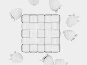 Basket with strawberries 3D Model