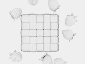 Basket with strawberries 3D Model