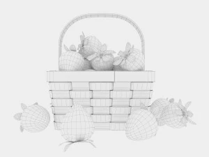 Basket with strawberries 3D Model