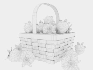 Basket with strawberries 3D Model