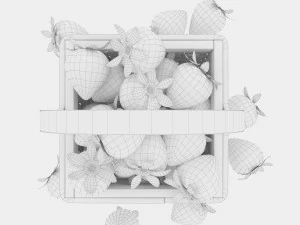 Basket with strawberries 3D Model