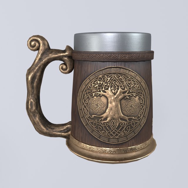 Viking Mug Wood Style 3D 模型 .c4d .max .obj .3ds .fbx .stl .blend 