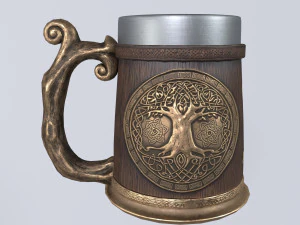 Viking Mug Wood Style 3D Model
