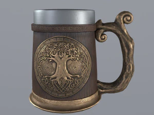 Viking Mug Wood Style 3D Model