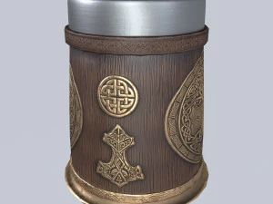 Viking Mug Wood Style 3D Model