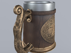 Viking Mug Wood Style 3D 模型