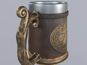 Viking Mug Wood Style 3D Model