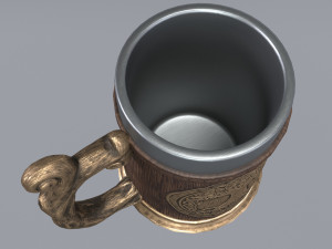 Viking Mug Wood Style 3D 模型