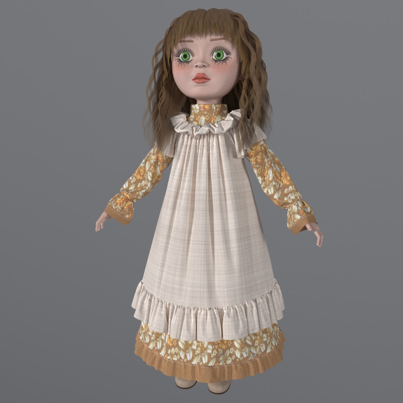 Porcelain Girl Doll People Figure 3D Model .c4d .max .obj .3ds .fbx .stl .blend 