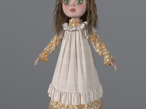 Porcelain Girl Doll People Figure 3D Модель