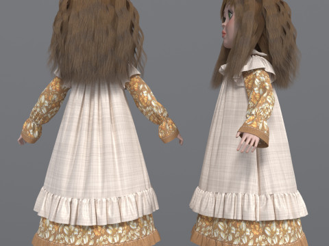 Porcelain Girl Doll People Figure 3D Model