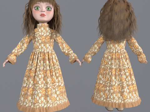 Porcelain Girl Doll People Figure 3D Model