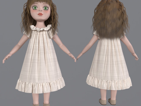 Porcelain Girl Doll People Figure 3D Model