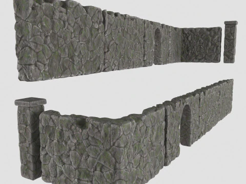 Stone wall with ivy 3D Model