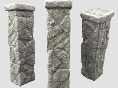 Stone wall with ivy Modello 3D