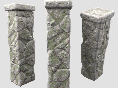 Stone wall with ivy 3D Model