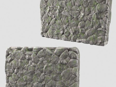Stone wall with ivy Modello 3D