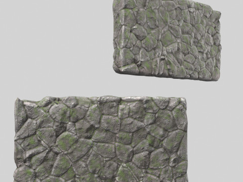 Stone wall with ivy Modello 3D