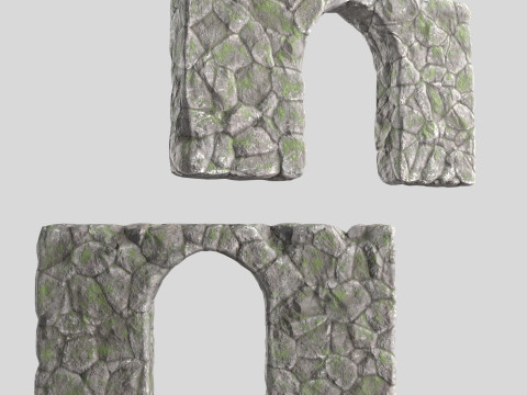 Stone wall with ivy Modello 3D