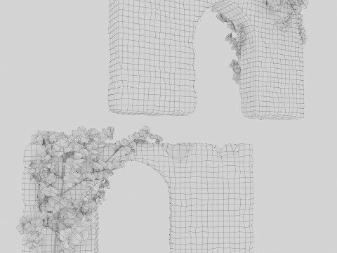 Stone wall with ivy Modello 3D