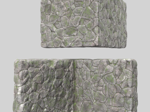 Stone wall with ivy Modello 3D