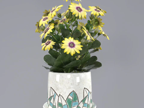 花盆里的花 3D 模型