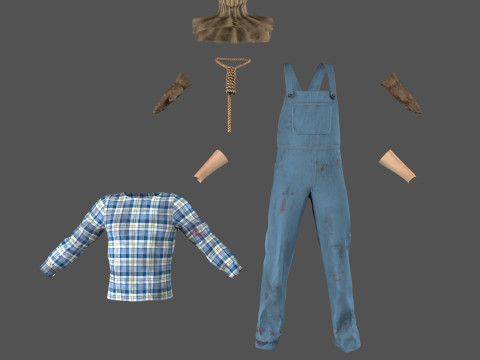 Scarecrow reaper with scythe 3D Model