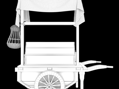Vintage wheelbarrow counter with vegetables and fruits 3D Model
