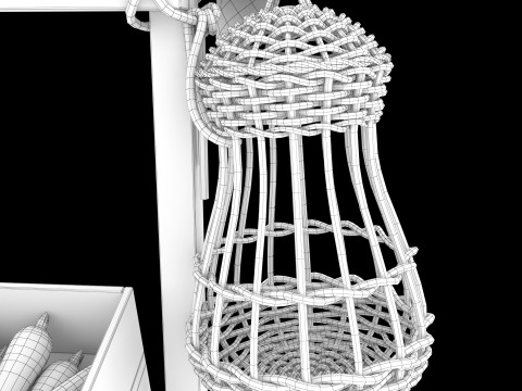 Vintage wheelbarrow counter with vegetables and fruits 3D Model