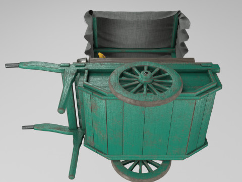 Vintage wheelbarrow counter with vegetables and fruits 3D Model