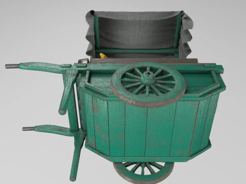 Vintage wheelbarrow counter with vegetables and fruits 3D Model