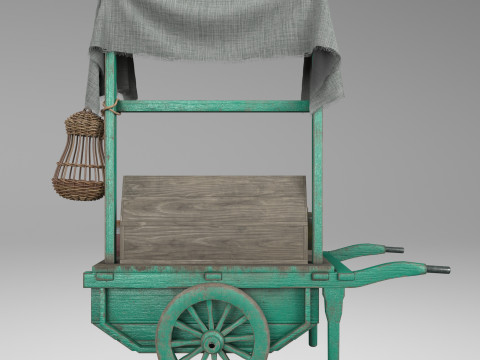 Vintage wheelbarrow counter with vegetables and fruits 3D Model