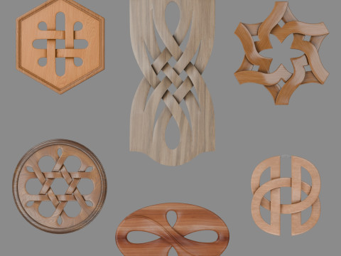 Decorative carved planks 3D Модель