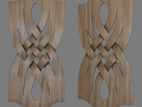 Decorative carved planks 3D-Modell
