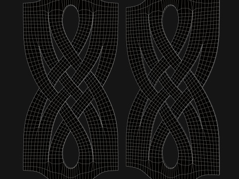 Decorative carved planks 3D-Modell