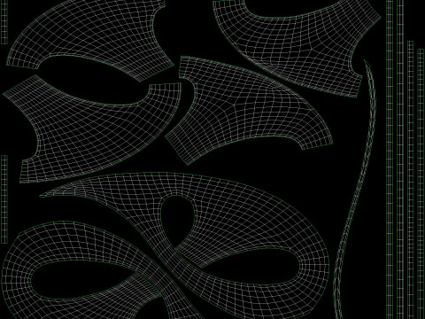 Decorative carved planks 3D Model