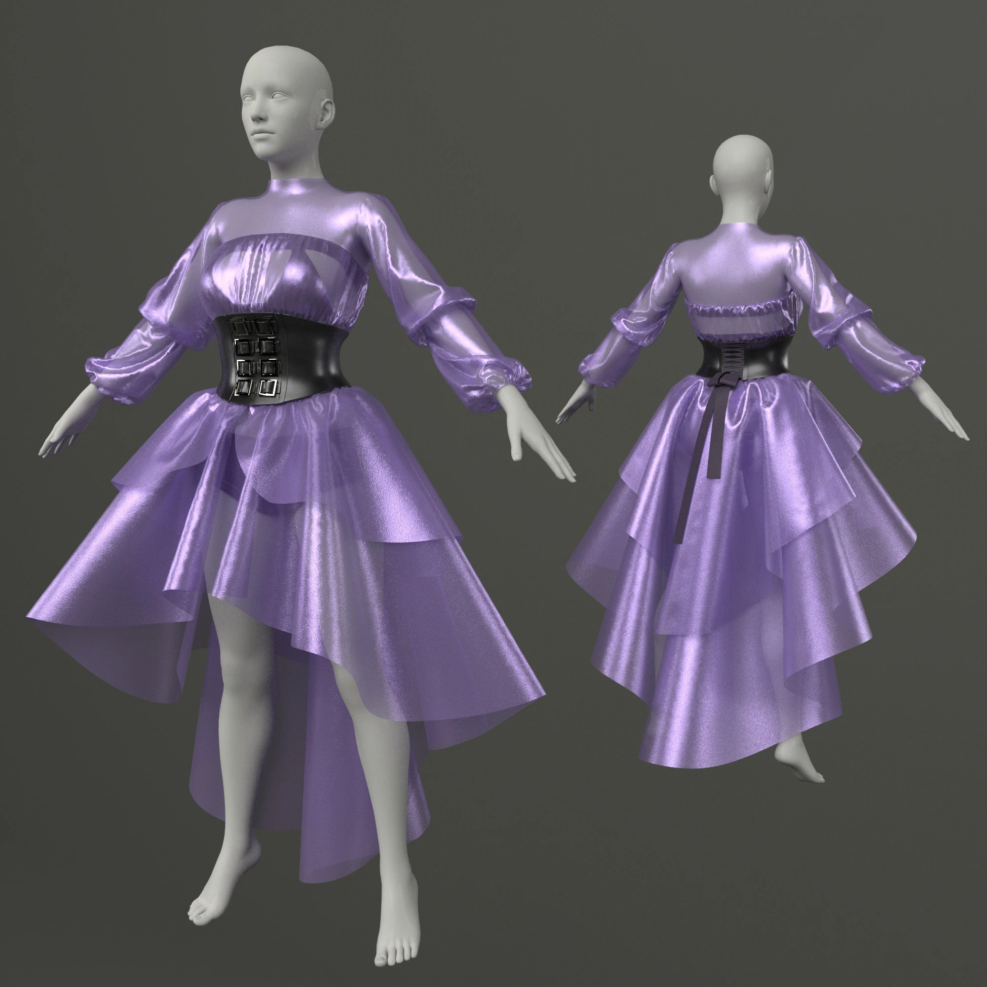 Suit with corset 3D Model .c4d .max .obj .3ds .fbx .stl .blend 