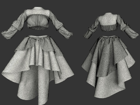 Suit with corset Modèle 3D
