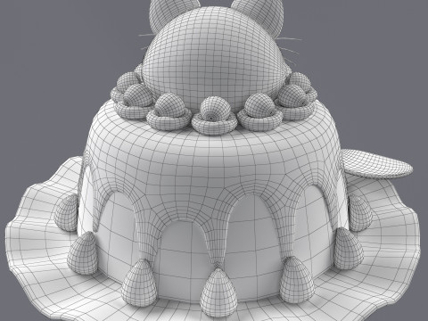 Dessert with a decorative cat 3Dモデル