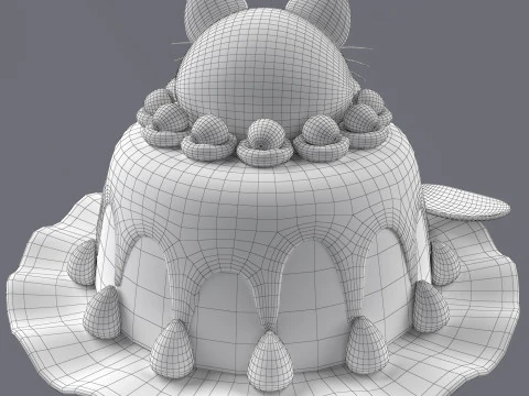 Dessert with a decorative cat 3D Model