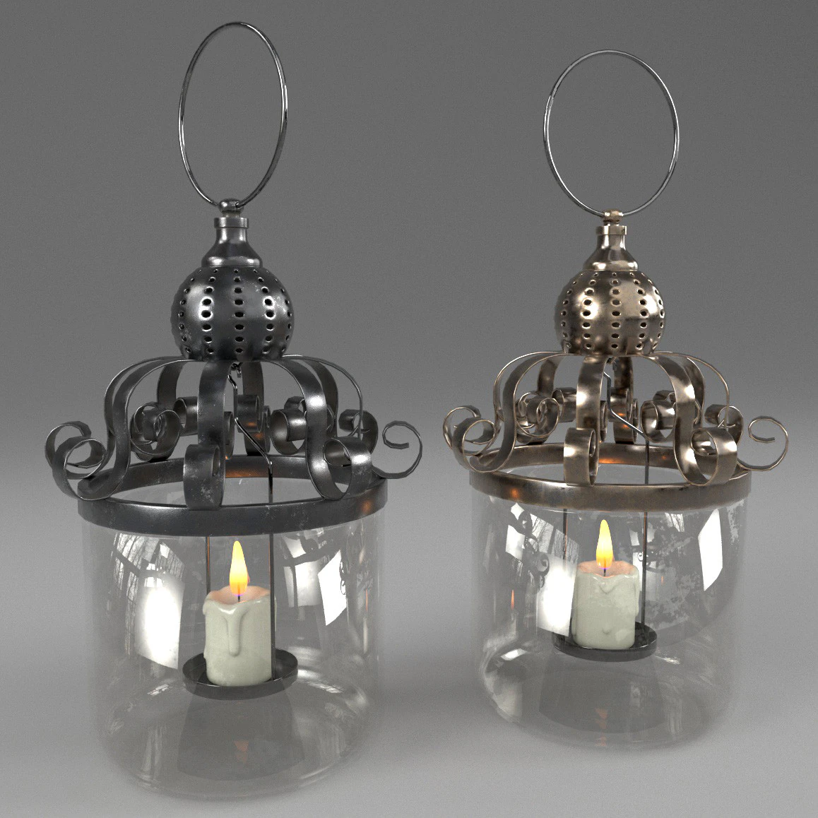 Vintage Lantern Candlestick 3D Model .c4d .max .obj .3ds .fbx .stl .blend