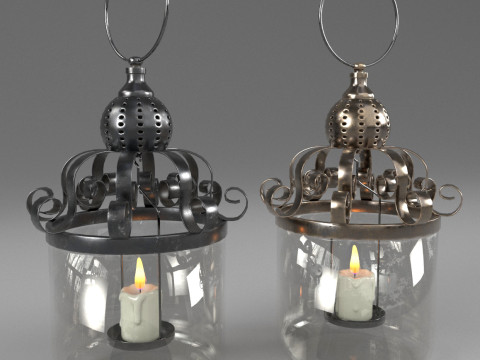 Vintage Lantern Candlestick 3D Model