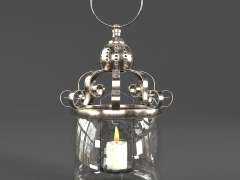Vintage Lantern Candlestick 3D Model