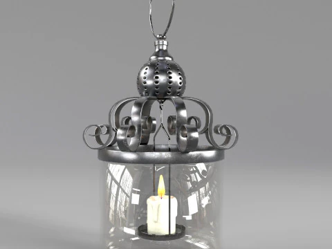 Vintage Lantern Candlestick 3D Model